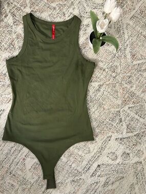 NWOT SPANX Olive Green Ribbed Tank Bodysuit